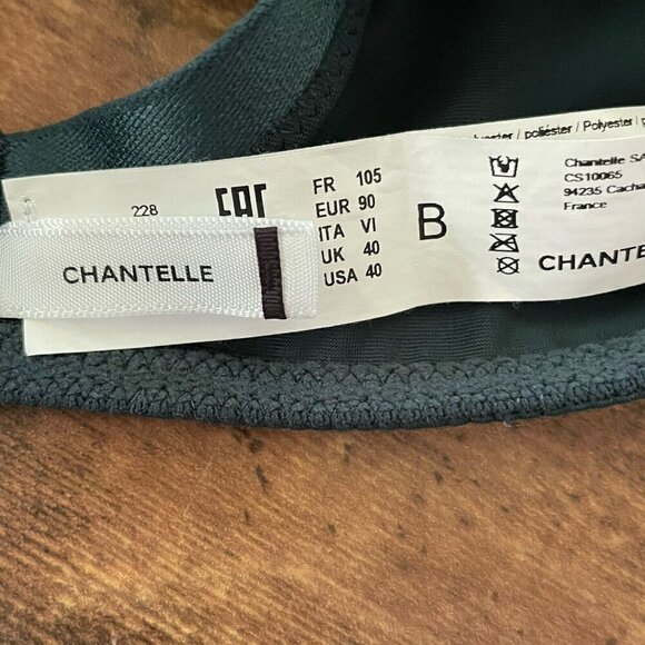 Chantelle 40B Bra Peacock Dark Teal Full Cup Underwire C13A10 Embroidered Tulle - Picture 7 of 7